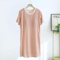 ราคา Short-Sleeve Houndstooth Pajama Dress (1128387221)