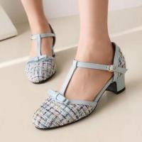 ราคา Bow T-Strap Panel Tweed Pumps (1127803579)