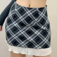 ราคา Mid Rise Plaid Ruffle Panel Mini Pencil Skirt (1127761850)