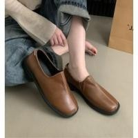 ราคา Platform Plain Faux Leather Slip-Ons (1127887791)