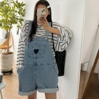 ราคา Heart Applique Denim Jumper Shorts Denim Blue - One Size (1128092283)