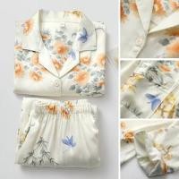 ราคา Pajama Set: Short-Sleeve Collared Floral Print Shirt + Elastic Waist Straight Leg Pants (1127876948)