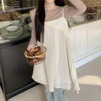 ราคา Long-Sleeve Boat Neck Plain Slit Top / Spaghetti Strap Plain Drawstring Panel Lace Mini A-Line Dress (1128090630)