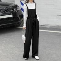 ราคา Sleeveless Plain Wide Leg Jumper Pants (1128043633)
