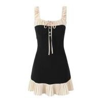 ราคา Mock Two-Piece Sleeveless Two-Tone Bow Mini Bodycon Dress (1128768854)