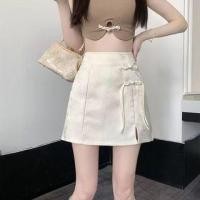 ราคา High Waist Plain Frog Buttoned Mini A-Line Skirt (1128498013)