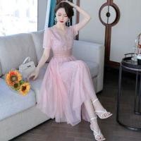ราคา Short-Sleeve Floral Print Midi A-Line Chiffon Dress (1103461465)