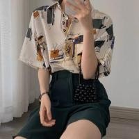 ราคา Elbow-Sleeve Floral Print Button-Up Shirt (1128298332)