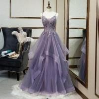 ราคา Spaghetti Strap Lace Panel Ruffled A-Line Mesh Evening Gown (1128325729)