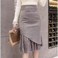 ราคา Elastic Waist Lace Panel Pencil Skirt (1128318851)