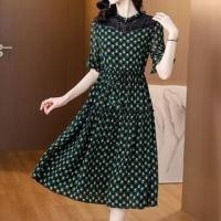 ราคา Short-Sleeve Floral Lace Panel A-Line Dress (1128820808)