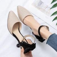 ราคา Pointed Toe Glitter Bow Ankle Strap D'Orsay Pumps (1128706064)