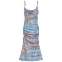 ราคา Spaghetti Strap Patterned Print Ruched Maxi Sheath Dress (1128839129)