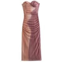 ราคา Strapless Ombre Shirred Midi Bodycon Dress (1128831685)