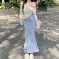 ราคา Spaghetti Strap Plain Midi A-Line Dress / Long-Sleeve Cold Shoulder Plain Top (1128905814)