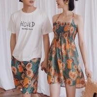 ราคา Couple Matching Print Swim Shorts / T-Shirt / Bikini Top / Bottom / Swim Dress / Oversleeves / Set (1115425841)