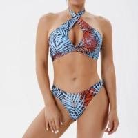 ราคา Set: Halter Neck Tropical Print Cutout Bikini Top + Bottom (1127880368)