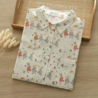ราคา Short-Sleeve Rabbit Print Button-Up Shirt Off-White - One Size (1128928033)