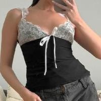 ราคา V-Neck Bow Panel Lace Cami Top (1128950265)