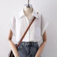 ราคา Short-Sleeve Pocketed Plain Shirt (1128979761)
