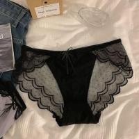 ราคา Dotted Scallop Trim Mesh Panel Bikini Panties (1128976829)