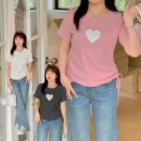 ราคา Plus Size Short-Sleeve Crew Neck Sequined Heart Drawstring T-Shirt (1129026399)
