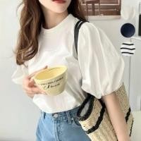ราคา Elbow-Sleeve Stand Collar Blouse (1129030959)