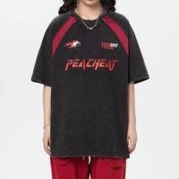 ราคา Short Sleeve Couple-Matching Washed Lettering Print Loose-Fit Tee (1129041847)