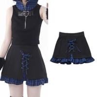 ราคา Mid Rise Plaid Panel Lace-Up Mini Pencil Skirt (1129037255)