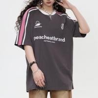 ราคา Short Sleeve Couple-Matching Color-Block Lettering Print Loose-Fit Tee (1129041774)