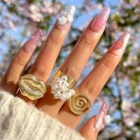 ราคา Set of 3: Faux Pearl / Alloy Open Ring (Various Designs) 26614 - Set Of 3 - Gold - One Size (1129048571)