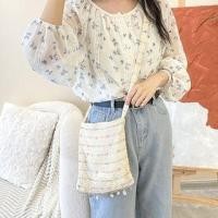 ราคา Striped Fringed Knit Crossbody Bag Almond - One Size (1129088398)