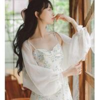 ราคา Spaghetti Strap Floral Print Midi A-Line Dress / Chiffon Jacket (1102299425)