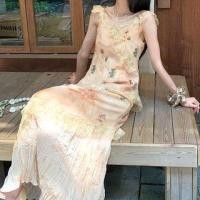 ราคา Cap-Sleeve Floral Panel Lace Trim Midi A-Line Dress (1129140821)