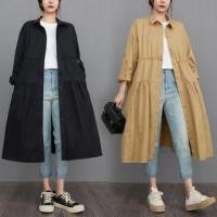 ราคา Long-Sleeve Plain Drawstring Waist Midi A-Line Shirt Dress (1129142207)