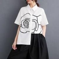 ราคา Elbow-Sleeve Floral Print Button-Up Shirt (1129170448)