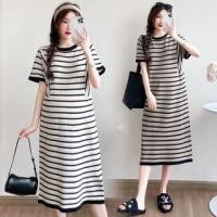 ราคา Maternity Short-Sleeve Crew Neck Striped Midi T-Shirt Dress (Various Designs) (1129174930)