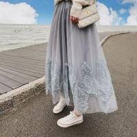 ราคา Lace Panel Mesh Midi A-Line Skirt (1105528538)
