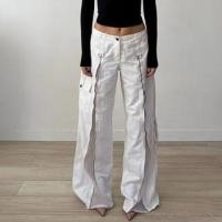 ราคา Low Waist Plain Pocket Zip-Detail Loose-Fit Wide-Leg Jeans (1129256856)