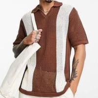 ราคา Elbow-Sleeve Collared Two Tone Perforated Knit Top (1129238015)
