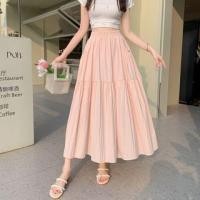 ราคา Elastic Waist Plain Gathered Panel Midi A-Line Skirt (1129264199)
