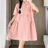 ราคา Maternity Short-Sleeve Plain A-Line Shirt Dress (1129282350)