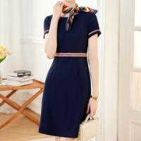 ราคา Short-Sleeve Crew Neck Contrast Trim A-Line Dress (1129297223)