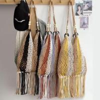 ราคา Color Block Fringed Crochet Tote Bag (1129304185)
