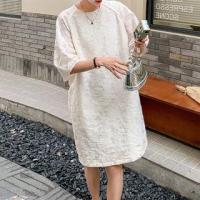 ราคา 3/4-Sleeve Round Neck Jacquard Tunic Dress (1129340310)