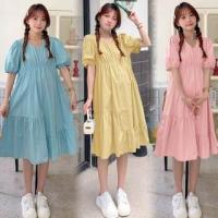 ราคา Maternity Short-Sleeve V-Neck Plain A-Line Dress (1129341407)