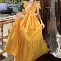 ราคา Sleeveless Plain Cutout Maxi A-Line Sundress (1129360573)