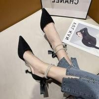 ราคา Pointed Toe Bow Faux Pearl Ankle Strap D'Orsay Pumps (1129372873)
