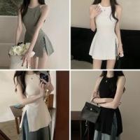 ราคา Sleeveless Slit Hem Plain Top (1129374269)