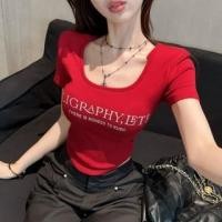 ราคา Short-Sleeve Scoop Neck Lettering T-Shirt (1129387931)